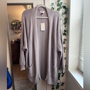 Universal thread taupe long-sleeve cardigan